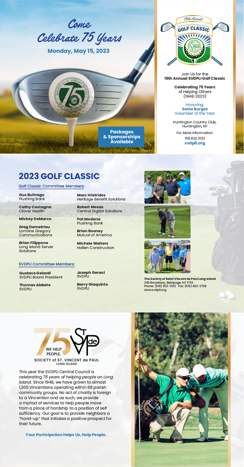 The Society Of St. Vincent De Paul Long Island Annual Golf Classic